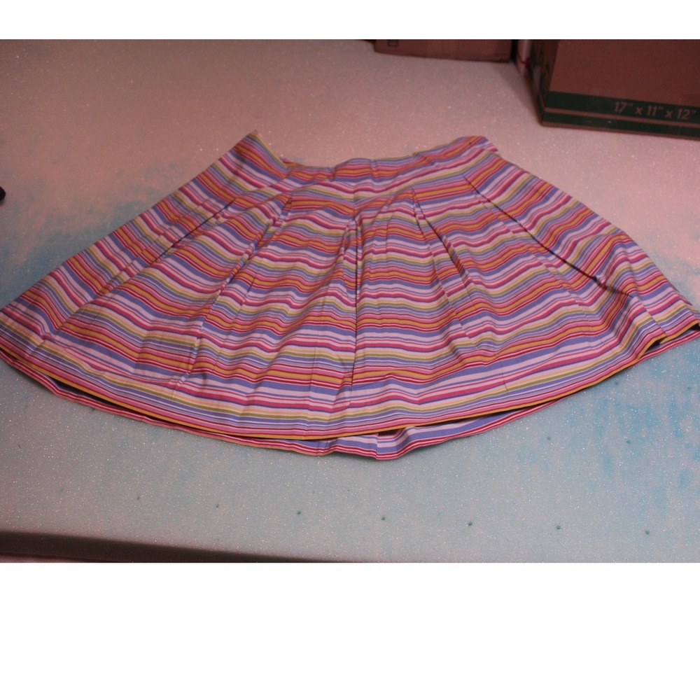 Talbots Woman Petites‎ Striped Pleated A-Line Skirt Pink Yellow Blue 16WP